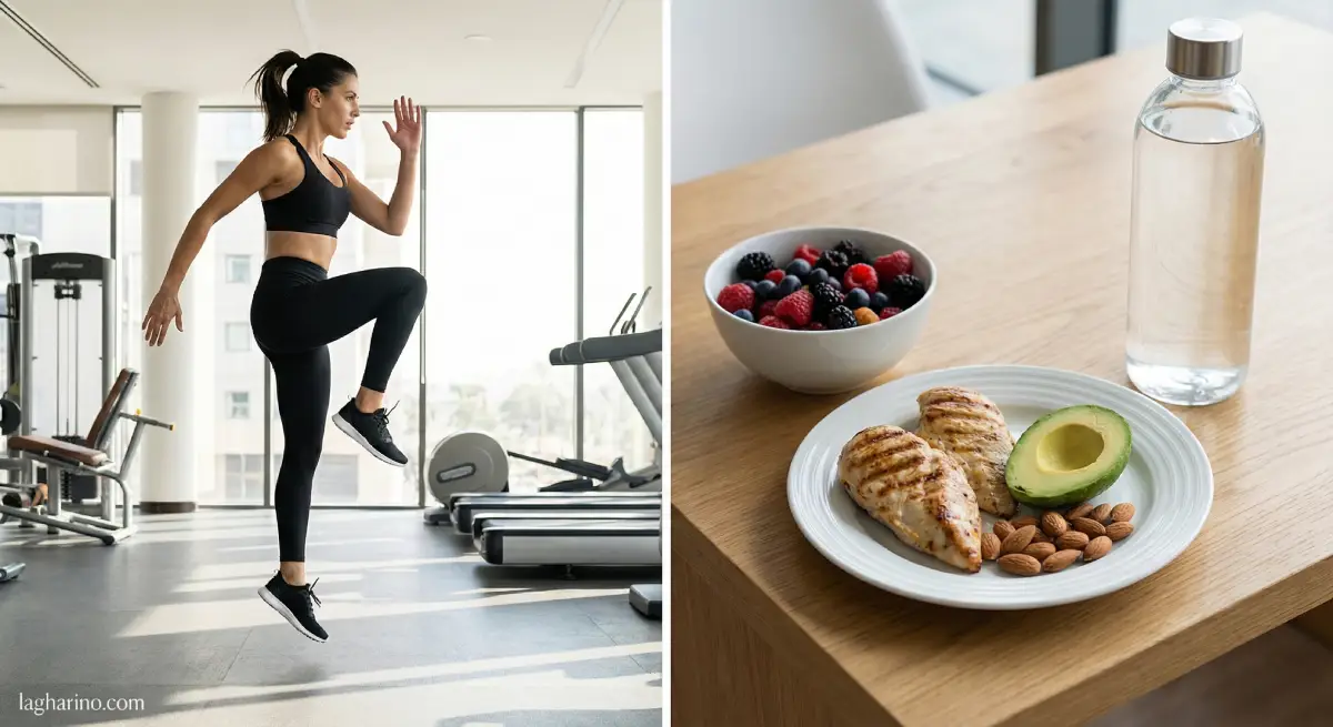 شخص در حال انجام ورزش همراه با غذاهای کتویی