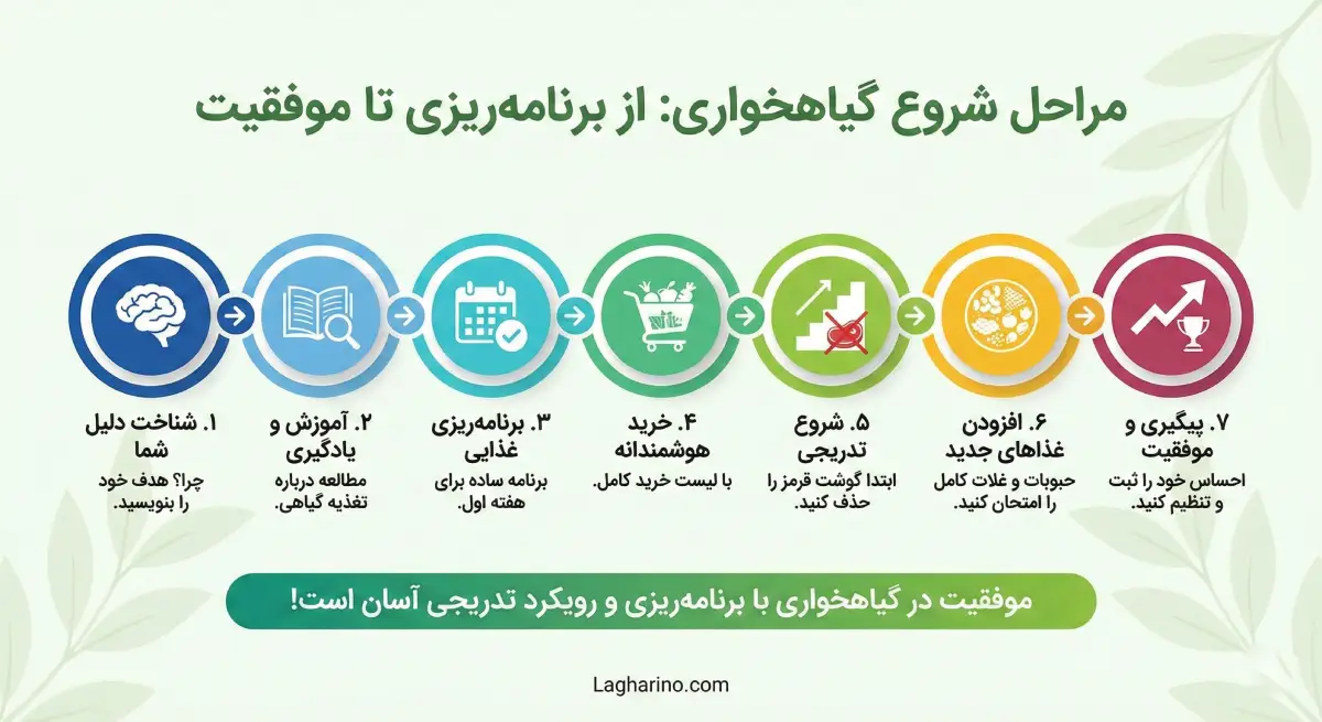 اینفوگرافیک مراحل شروع گیاخواری